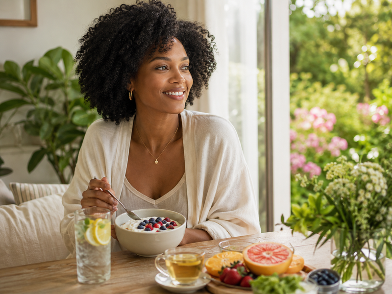 Woman Eating Yogurt