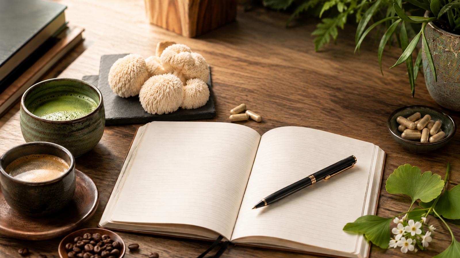 Journal and matcha