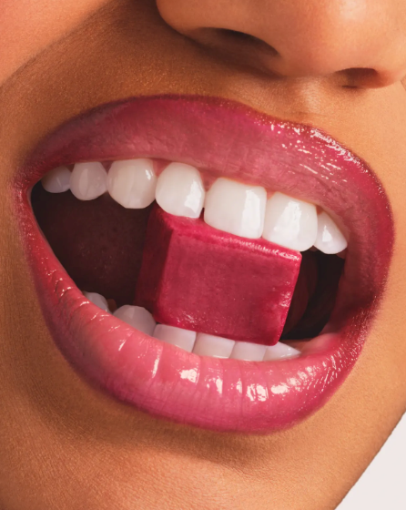 Woman eating lemme grow chew