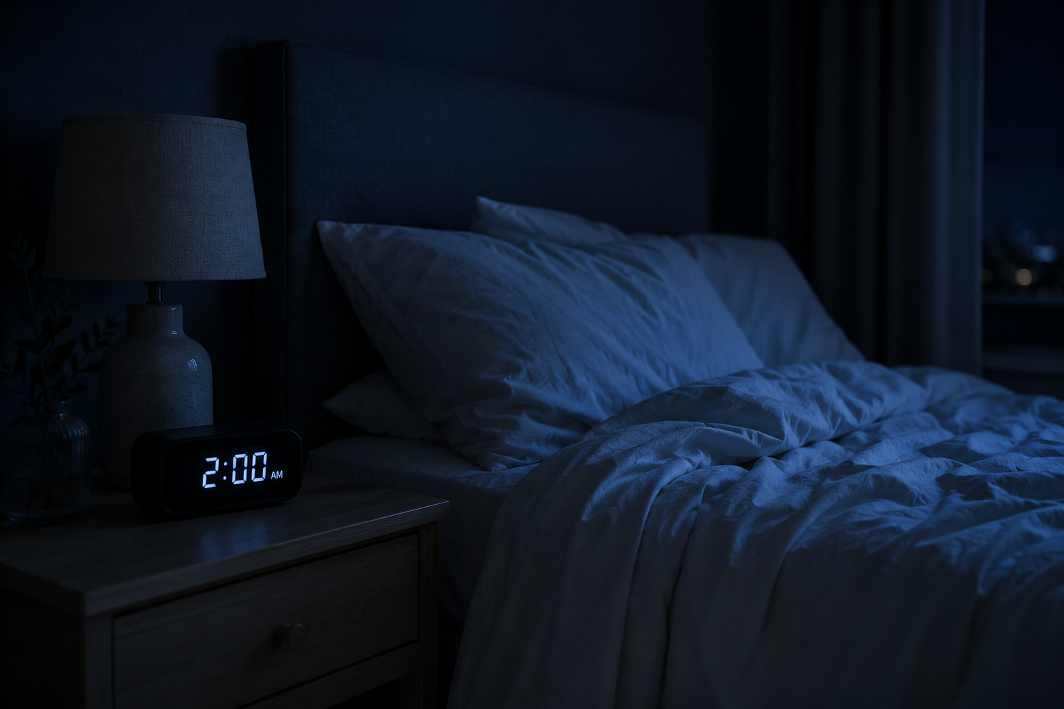 bed and alarm clock