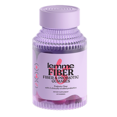 Container of lemme Fiber Fiber & Probiotic Gummies on a white background