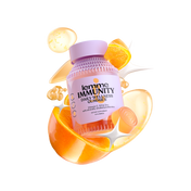 Vitamin supplement bottle labeled 'lemme IMMUNITY' with orange slices on a white background