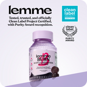 lemme burn body composition gummies with Clean Label Project certification on a white background
