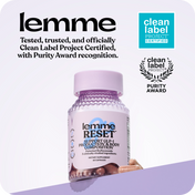 lemme supplement bottle with Clean Label Project certification on a white background