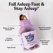 Sleep gummies packaging with text highlighting benefits on a white background