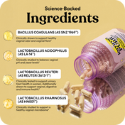 Product packaging with science-backed ingredients on a beige background