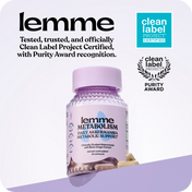  'lemme' branding and Clean Label Project certification on a white background