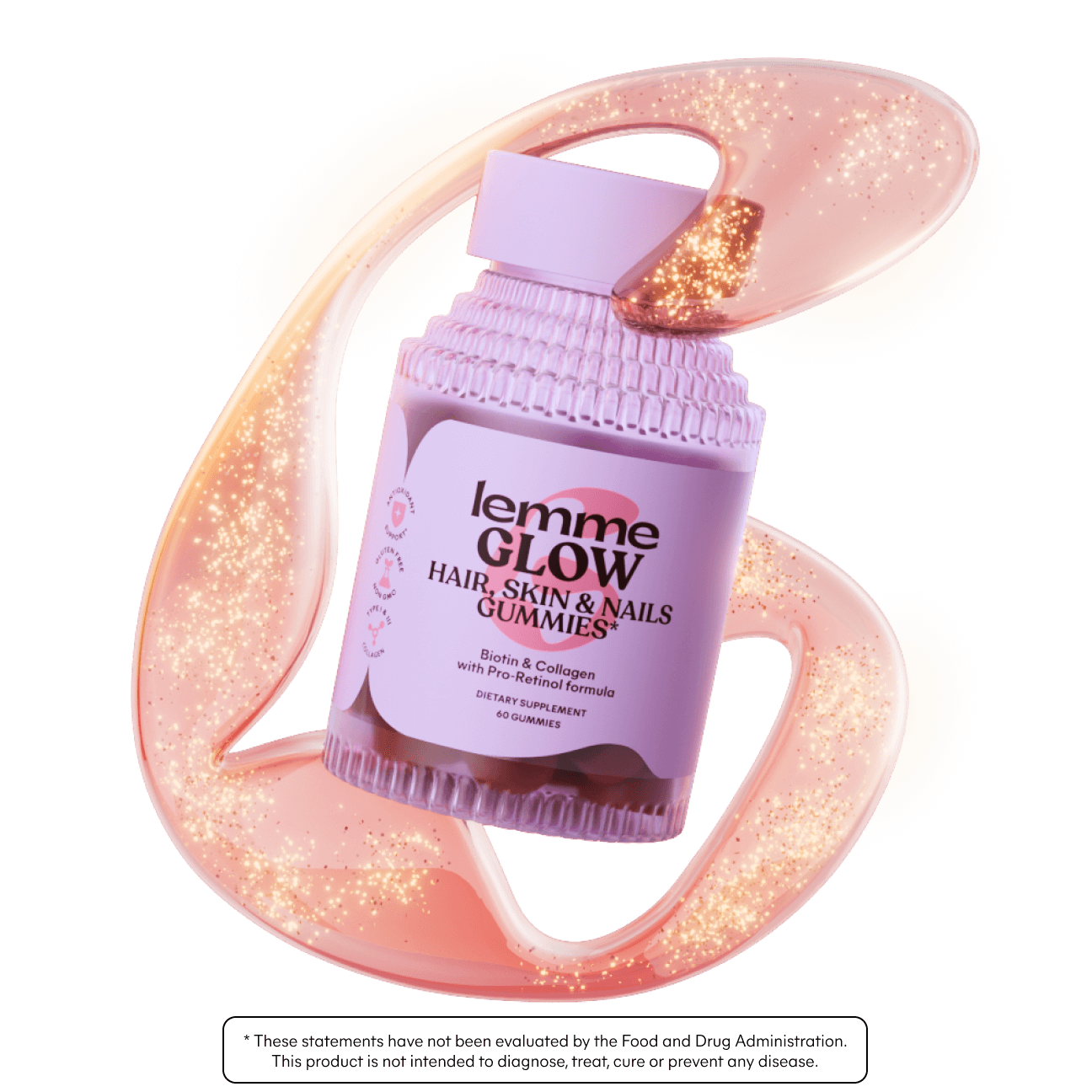 lemme glow gummies with a G pink shape in the background 