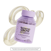 lemme grow capsules in a purple bottle with a white g in the background 