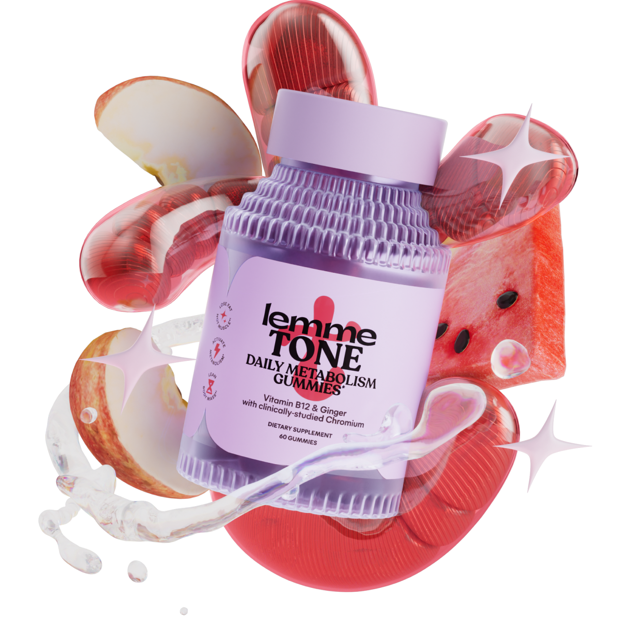 lemme tone bottle with red fruits in the background 