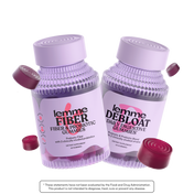 Two bottles of lemme Fiber and Probiotic Gummies and Daily Debloat Gummies on a white background.